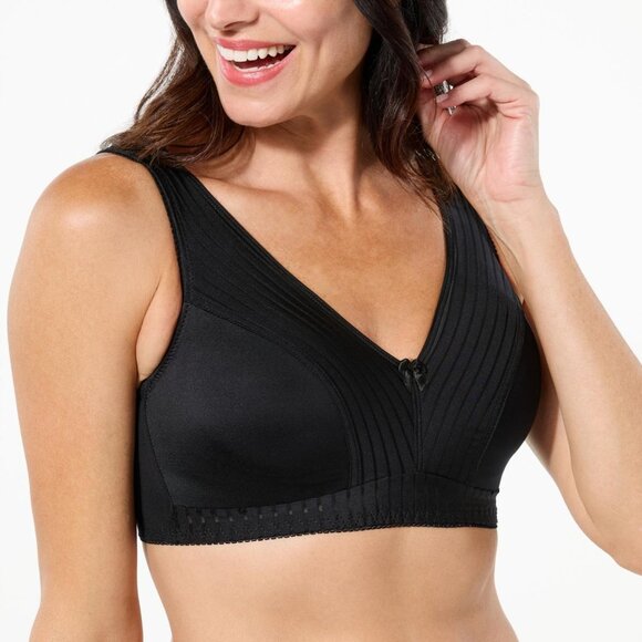 Rhonda Shear 2 Pk Striped Pin Up Bra Size XL Black Beige Intimate Support 649.13 - Picture 9 of 9